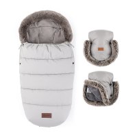 Petite&Mars Set zimní fusak Comfy 4v1 + rukavice na kočárek Furry Champagne Shower