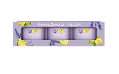 Yankee Candle Votivní svíčky ve skle Lemon Lavender dárková sada 3 ks