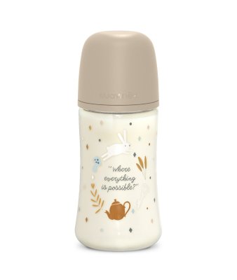 Suavinex Wonderland Kojenecká láhev průtok M 3m+ 270 ml 1 ks krémová