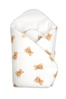 Baby Nellys Novorozenecká bavlněná zavinovačka, Míša - bílá s potiskem