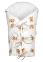 Baby Nellys Klasická retro zavinovačka šněrovací s výplní - Míša, bílá s potiskem