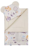 BocioLand Bavlněná dečka s polštářkem 2D sada, Indián, béžová