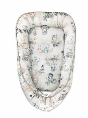 Miminu Bavlněné oboustranné hnízdečko , 55 x 75 cm, ZOO na cestách - cappuccino/mátová