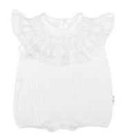 Baby Nellys Body s nohavičkami, mušelín s krajkou BOHO - bílé, vel. 80
