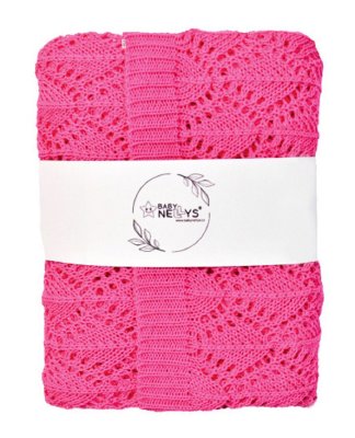 Baby Nellys Luxusní bavlněná háčkovaná deka. 75x95cm - malinová