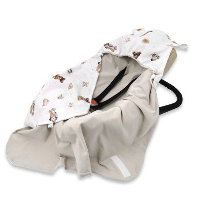 Miminu Zavinovací deka s kapucí bavlna, 90x90cm, Méďa pilot - bílá, béžová