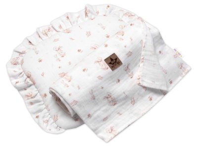 Baby Nellys Mušelínová sada GOOSE 30x35cm, 95x95cm, 2D letní,bílá, Husičky