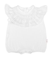 Baby Nellys Body s nohavičkami, mušelín s krajkou BOHO - bílé, vel. 74