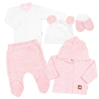 Baby Nellys Pletená sada oblečení pro miminko, Star 5D - růžová vel.  74