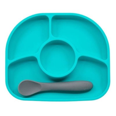 Bblüv silikonový talíř se lžičkou Yümi Aqua