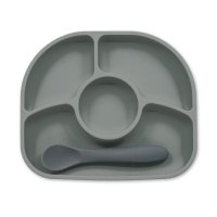 Bblüv silikonový talíř se lžičkou Yümi Grey