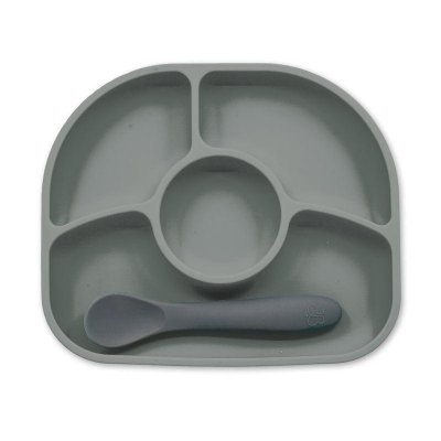 Bblüv silikonový talíř se lžičkou Yümi Grey