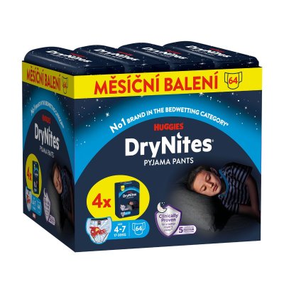 DryNites natahovací kalhotky na noc pro chlapce JUMBO box 4-7let/17-30kg/4x16ks