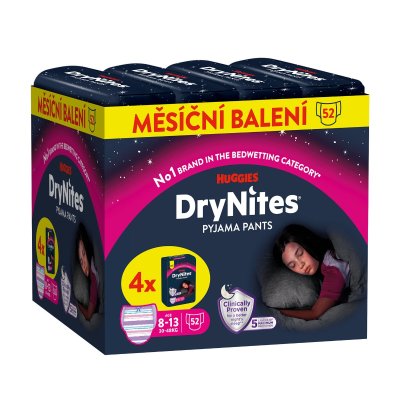 DryNites natahovací kalhotky na noc pro dívky JUMBO box 8-13 let / 30-48kg / 4x13ks