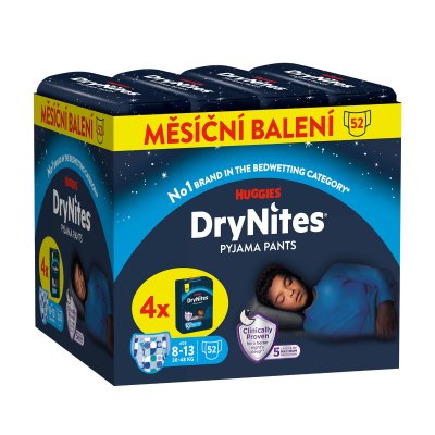 DryNites natahovací kalhotky na noc pro chlapce JUMBO box 8-13 let / 30-48kg / 4x13ks
