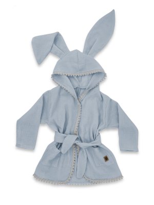 Baby Nellys Dětský mušelínový župan s oušky Bunny - jeans