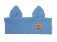Baby Nellys Čelenka Cat s oušky pro děti Hand Made - jeans 6-12m