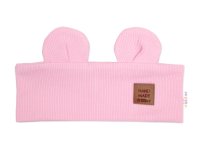 Baby Nellys Čelenka Teddy s oušky pro děti Hand Made - růžová 6-12m