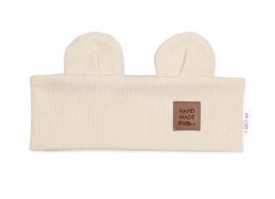 Baby Nellys Čelenka Teddy s oušky pro děti Hand Made - krémová 6-12m