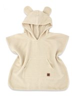 Baby Nellys Dětské mušelínové pončo lux s kapucí Teddy, rychleschnoucí, béžové, 110/122