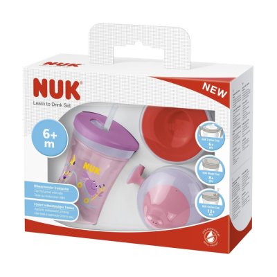 NUK Dárková sada na pití s hrnkem 230 ml holka