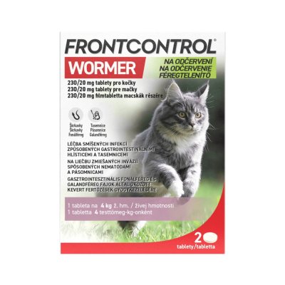 FRONTCONTROL Wormer tablety pro kočky 4 kg 2 tablety FRONTCONTROL Wormer tablety pro kočky 4 kg 2 tablety