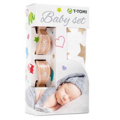 T-tomi BABY SET - Beige stars