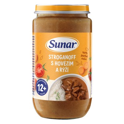 Sunar příkrm Stroganoff s hovězím a rýží od ukončení 12m 235g