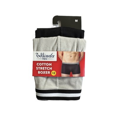 Bellinda Pánské bavlněné boxerky Cotton stretch vel. M 2 ks černé+šedé