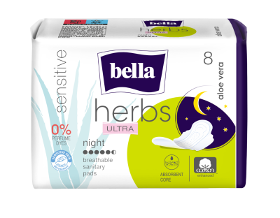 Bella Herbs Aloe Vera Night hygienické vložky 8 ks