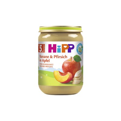 Hipp BIO Jablka s banány a broskvemi 190 g Hipp BIO Jablka s banány a broskvemi 190 g