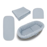 Baby Nellys Mušelínová sada do hluboké korby kočárku 4v1 Nature - jeans