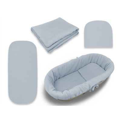 Baby Nellys Mušelínová sada do hluboké korby kočárku 4v1 Nature - jeans