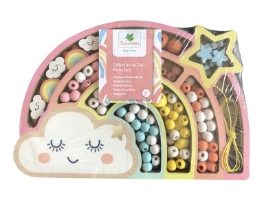 Sycomore Dřevěné pastelová korálky - Duha, 180 ks