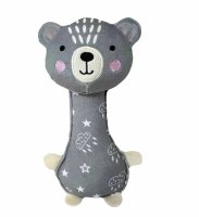 TULIMI Látková hračka pískací,  Medvídek, 17 cm, šedá