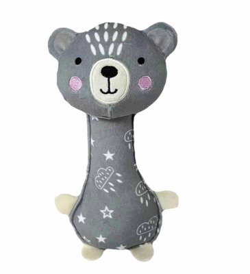 TULIMI Látková hračka pískací,  Medvídek, 17 cm, šedá