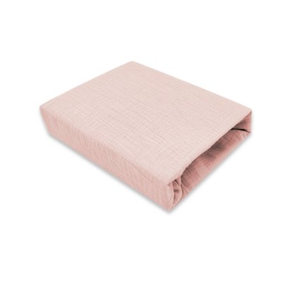 Baby Nellys Mušelínové prostěradlo do postýlky 60 x 120 NATURE double - pudrově růžová
