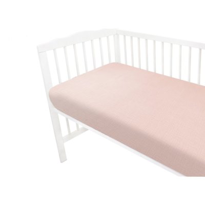 Baby Nellys Mušelínové prostěradlo do postýlky 60 x 120 NATURE double - pudrově růžová