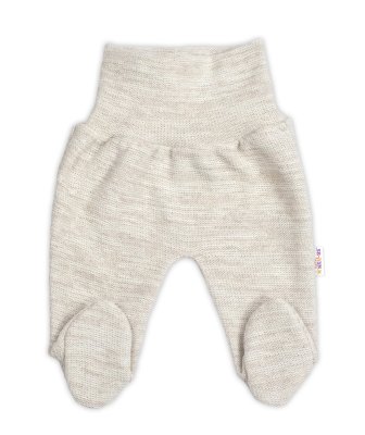 Baby Nellys Pletené kojenecké polodupačky Hand Made, světle béžové, vel.56