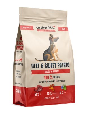 animALL Beef & Sweet Potato granule pro psy 3 kg
