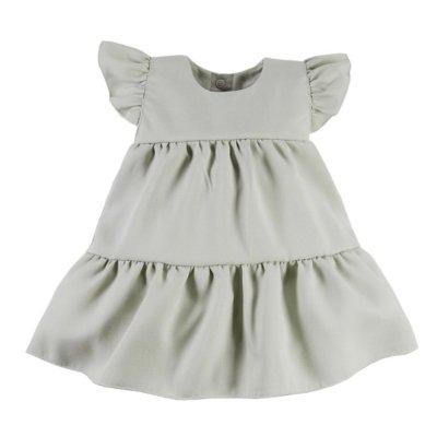 EEVI Dívčí šaty s volánky Nature - khaki, vel. 80
