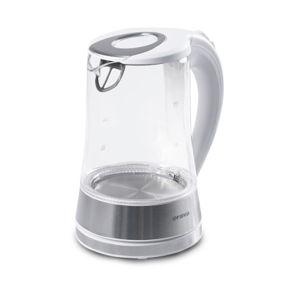 Orava Skleněná varná konvice s LED podsvícením, bílá