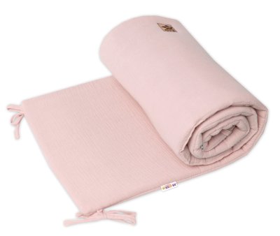 Baby Nellys Mušelínový mantinel 160x33 cm,  pudrově růžový