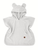Baby Nellys Dětské mušelínové pončo lux s kapucí Teddy, rychleschnoucí, šedé