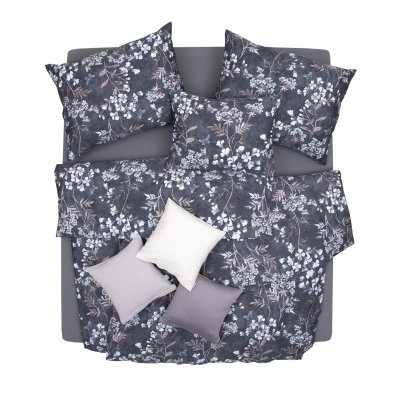 SCANquilt povlečení SATÉN DESIGN avita tmavě šedá 140 x 200/70 x 90 cm