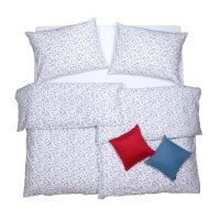 SCANquilt povlečení KREP suchomilka bílomodročervená 140 x 200/70 x 90 cm