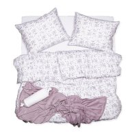 SCANquilt povlečení JERSEY fialky bílolila 140 x 200/70 x 90 cm