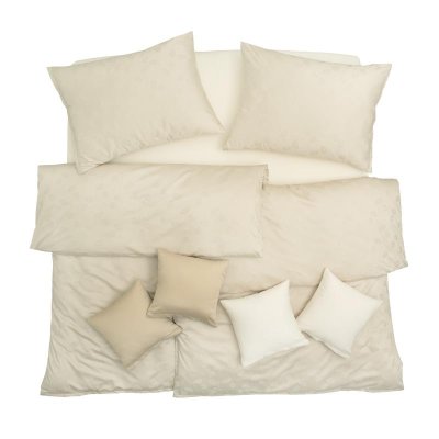 SCANquilt povlečení EXCLUSIVE TENCEL PLUS peříčka béžová 140 x 200/70 x 90 cm