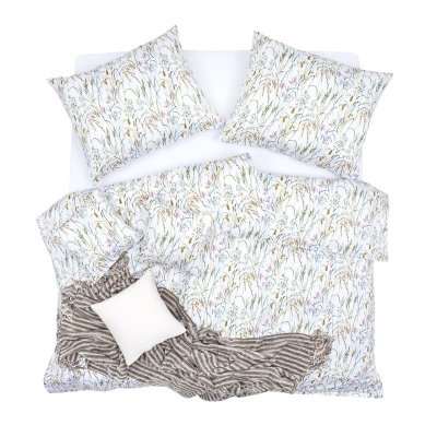 SCANquilt povlečení SATÉN PLUS traviny bílozelená 140 x 200/70 x 90 cm