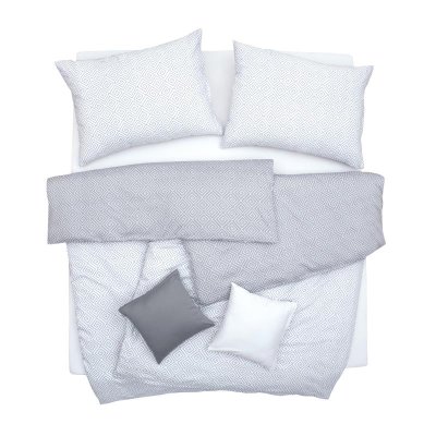 SCANquilt povlečení SATÉN DESIGN kristal bílošedá+šedobílá 140 x 200/70 x 90 cm